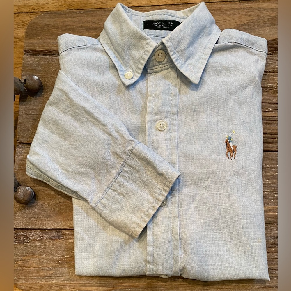 Vintage Polo by Ralph Lauren Boy’s Sz 5 Cotton‎ Light Chambray Button Down Shirt
